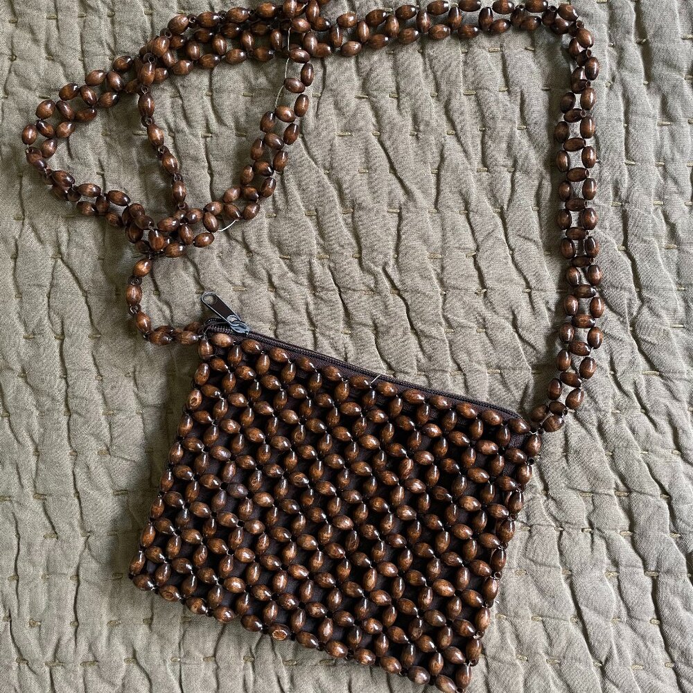 Vintage Wooden Beaded Purse